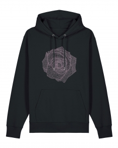 XXXL-Zwarte hoodie met pink opdruk roos